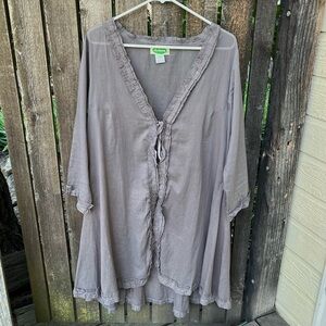 Dolma Sheer 100% Cotton Tie Duster Cardigan In Sz L/XL